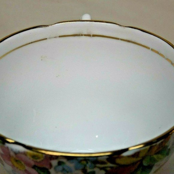 Salisbury Fine Bone China England Floral Footed Tea Cup and Saucer Pat. #1956A - Picture 9 of 14